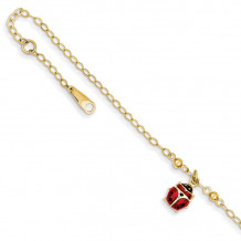 Quality Gold 14k Adjustable Enameled Ladybug Anklet - ANK197-10