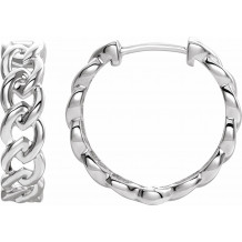 14K White 19.6 mm Chain Link Hoop Earrings - 653403601P