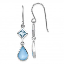 Quality Gold Sterling Silver Rhodium-plated Blue CZ & Blue MOP Dangle Earring - QE15222