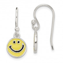 Quality Gold Sterling Silver Enameled Happy Face Dangle Earrings - QE6946