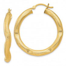 Quality Gold Sterling Silver Gold-flashed Patterned Dented 35mm Hoop Earrings - QE6705