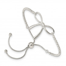 Quality Gold Sterling Silver Dia. Cut Adjustable Bow Bracelet - QG4571