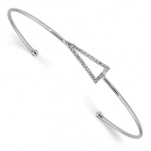 Quality Gold Sterling Silver Rhodium-plated CZ Triangle Slip-on Cuff Bangle Bracelet - QB1189