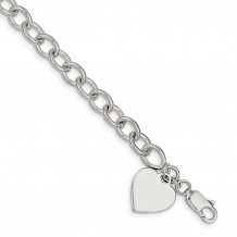 Quality Gold Sterling Silver Polished Heart Charm Fancy Link Bracelet - QG1474-8.25