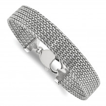 Quality Gold Sterling Silver Rhodium-plated Mesh 7.5in Bracelet - QG4489-7.5