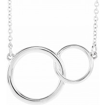 Platinum 20x14 mm Interlocking Circle 16-18 Necklace - 86742604P