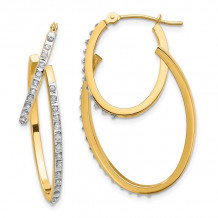 Quality Gold 14k Diamond Fascination Hinged Double Hoop Earrings - DF113