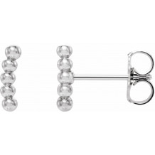 14K White 8.3x1.9 mm Curved Beaded Earrings - 86646600P
