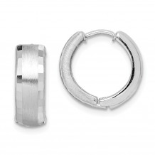 Quality Gold Sterling Silver Rhodium Brushed Patterned Hinged Hoop Earrings - QE8544