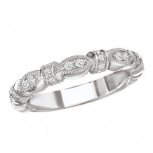 La Vie 14k White Gold Diamond Milgrain Wedding Band