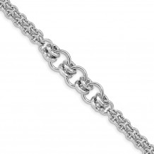 Quality Gold Sterling Silver Rhodium Plated Polished Multi Chain Bracelet - QG5002-7.25