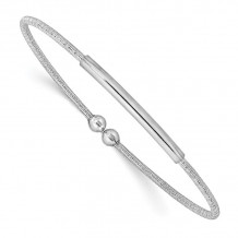 Quality Gold Sterling Silver Rhodium-plated & Ruthenium Textured Flexible Bracelet - QB1191