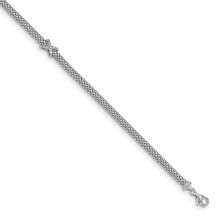 Quality Gold Sterling Silver Weaved Chain X CZ Bracelet - QG4933-7.5