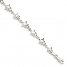 Quality Gold Sterling Silver Puffed Star Link Bracelet - QG4822-7