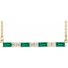 14K Yellow Emerald & 1/5 CTW Diamond Bar 16-18 Necklace - 86790631P