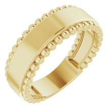 14K Yellow Engravable Beaded Ring - 51684102P