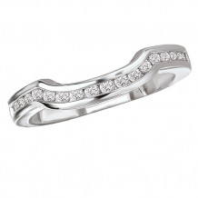 14k White Gold Curved Diamond Wedding Band