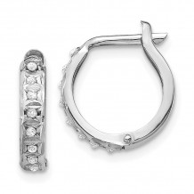 Quality Gold 14k White Gold Diamond Fascination Round Hinged Hoop Earrings - DF169