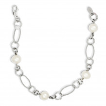 Quality Gold Sterling Silver Rhodium Freshwater Cultured Pearl Bracelet - QG2484-7.75
