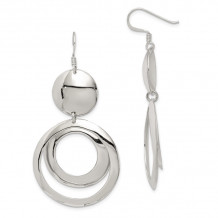 Quality Gold Sterling Silver Polished Fancy Circle Dangle Earrings - QE7098