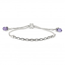 Quality Gold Sterling Silver Reflections Purple Swarovski Crystal Adj. Bracelet - QG3500