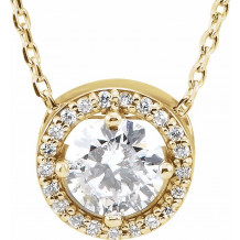 14K Yellow 1/2 CTW Diamond Halo-Style 16 Necklace - 85916106P