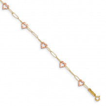 Quality Gold 14k Two Tone Adjustable Heart Anklet - ANK171-9