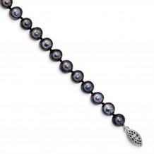 Quality Gold Sterling Silver Rhod-plated 7-8mm Black FW Cultured Pearl Bracelet - QH5155-7.25