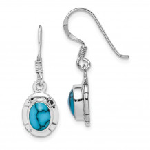 Quality Gold Sterling Silver Rhodium-plated Synthetic Turquoise Dangle Earring - QE15253