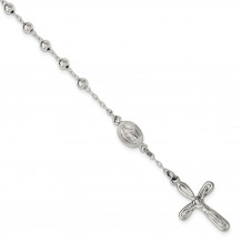 Quality Gold Sterling Silver Polished Single Decade Rosary Bracelet - QH5142-7.5