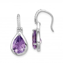 Quality Gold Sterling Silver Rhodium-plated Amethyst Teardrop Dangle Earrings - QE14269