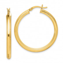 Quality Gold Sterling Silver Gold-flashed 35mm Grooved Hoop Earrings - QE6682