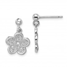 Quality Gold Sterling Silver Rhodium-plated Polished Filigree Flower Dangle Earrings - QE15373