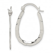 Quality Gold Sterling Silver Hammered & Polished Oval Hoop Earrings - QE6621
