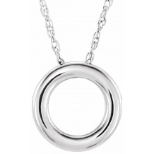 14K White 13 mm Circle 18 Necklace - 863221022P