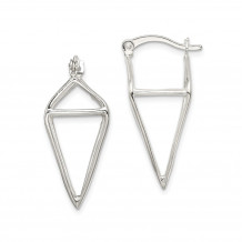 Quality Gold Sterling Silver 3D Diamond Shape Hoop Earrings - QE14106