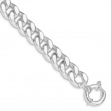 Quality Gold Sterling Silver Polished Curb Link Bracelet - QG4985-7.75