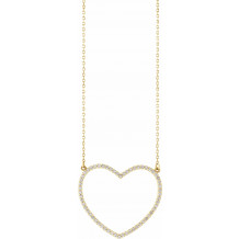 14K Yellow 3/8 CTW Diamond Large Heart 16 Necklace - 664151000010P