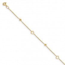 Quality Gold 14k Polished Hearts Anklet - ANK304-10