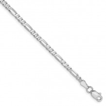 Quality Gold 14k White Gold 2.75mm Flat Figaro Chain Anklet - WFIG070-9