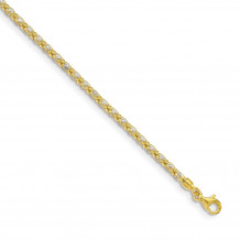 Quality Gold Sterling Silver Gold-tone Enclosed CZ Chain Bracelet - QG5020-7.25