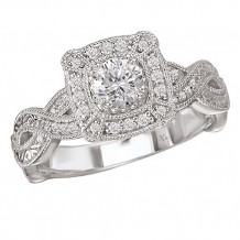 14k White Gold Halo Semi-Mount Diamond Engagement Ring