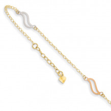 Quality Gold 14k Tri-color with Open S Links Anklet - ANK268-10
