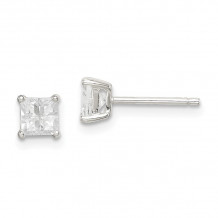 Quality Gold Sterling Silver 4mm Square CZ Basket Set Stud Earrings - QE7517