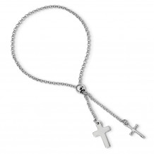 Quality Gold Sterling Silver Rhodium-plated Cross Adjustable 5in to 8.75in Bracelet - QG4564