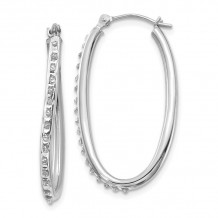 Quality Gold 14k White Gold Diamond Fascination Oval Hinged Hoop Earrings - DF108