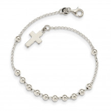 Quality Gold Sterling Silver Beaded Cross Bracelet - QG4950-7.5