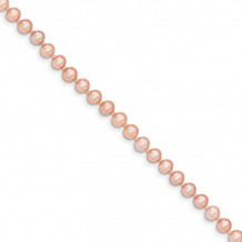 Quality Gold 14k Pink Near Round Freshwater Cultured Pearl Bracelet - PPN040-7.5