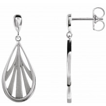 14K White Geometric Dangle Earrings - 87074600P