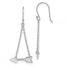Quality Gold Sterling Silver Rhodium-plated Double Chain Arrow Dangle Earrings - QE13656